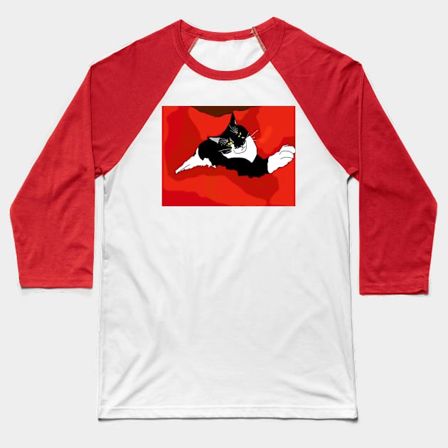 Cute Tuxedo Cat ready to sleep  Copyright TeAnne Baseball T-Shirt by TeAnne